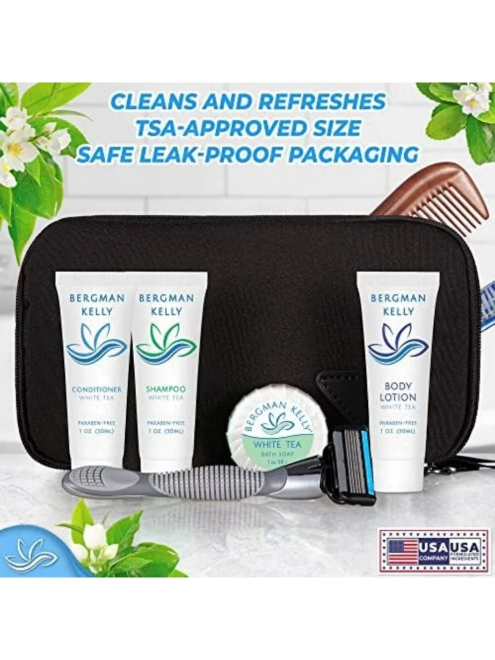 Travel Shampoo & Conditioner Set - 1 fl oz, 100 Pieces, White Tea - Refreshing